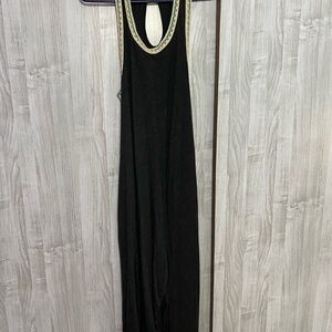 NATURAL LIFE Black Backless Dress with Cream Trim